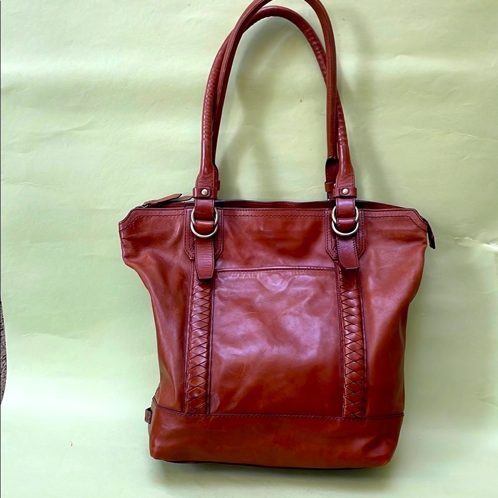 Rich Brown Cole Haan Large Leather Tote Bag